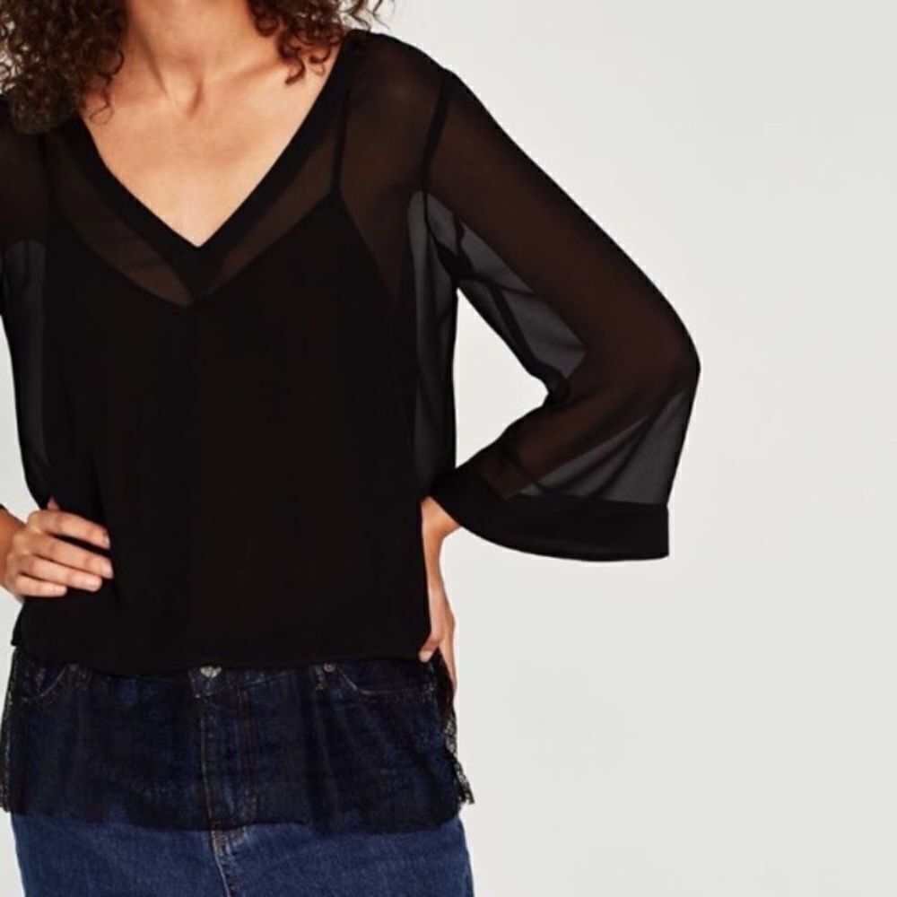 ZARA | Contrast Lace Top H240